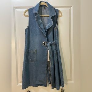 NWT Jenkoon Fashion Brand Women’s Small Asymmetrical Denim Wrap Dress Unusual